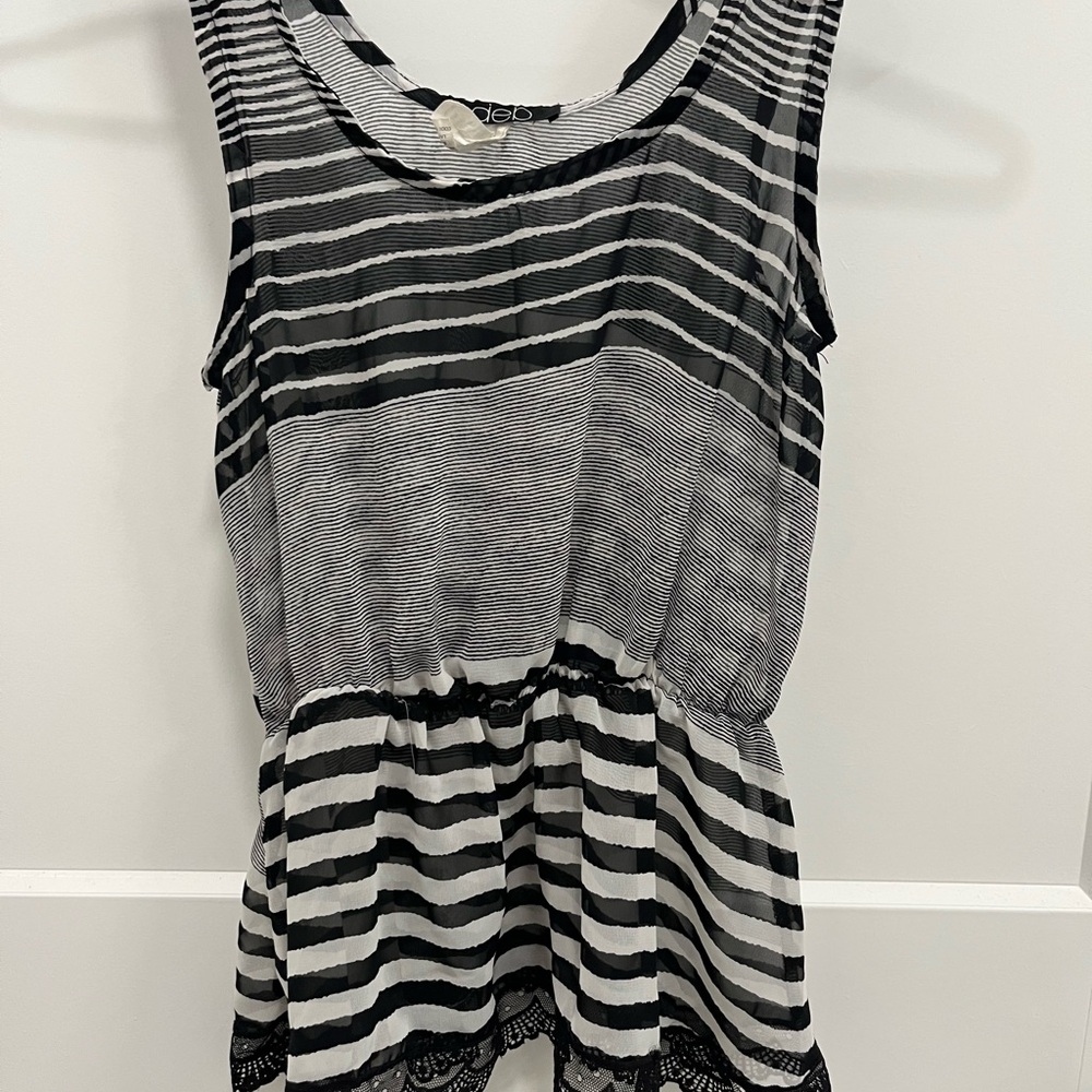 Deb Black and White Striped Tank Top